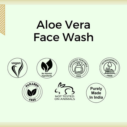 Aroma Treasures Aloe Vera Face Wash for Men & Women | Gentle Hydrating Cleanser with Chamomile, Calendula & Hibiscus | Natural Oil Control & Brightening Facewash – 100ml