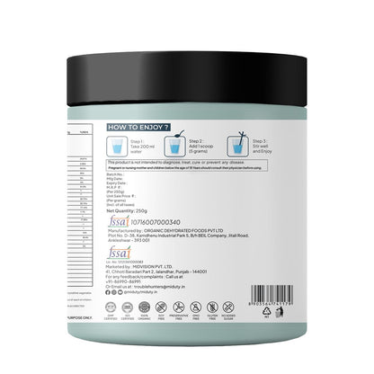 Zephivo Miduty Palak Notes 100% Organic Super Greens Powder Alkalizing with Wheat Grass, Spirulina, Green Tea, and Moringa Leaves - Ultimate Body Detox & Weight Loss Support - 250 grams