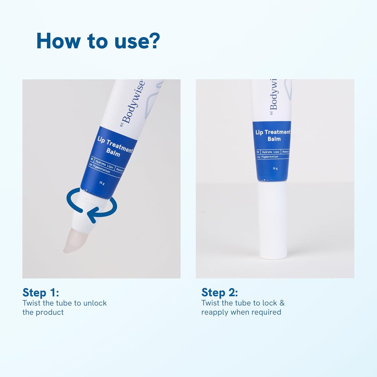 Be Bodywise Lip Treatment Balm 15g for Dry & Chapped | With Shea Butter, Squalene & Niacinamide | Treats Pigmentation & Deeply Moisturizes Lips, White