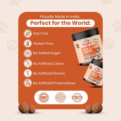 TailsAlive  Omega 3 & 6, Salmon Oil Skin & Coat Supplement for Dogs | with Krill Oil, Biotin, Collagen & Zinc | Promotes Shiny, Healthy Coat | 90 Soft Chews