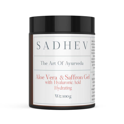 Sadhev Aloe Vera & Saffron Face Gel With Hyaluronic Acid | Intense Hydrating Face Moisturiser For Glowing Skin | For Dry Skin (100g)