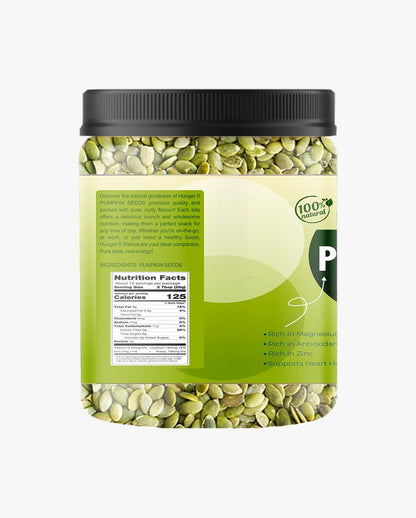 Hunger 0 Raw Premium Pumpkin Seeds (Kaddu Seeds) | Natural Pepitas for Snacking, Baking & Cooking | Protein & Fiber Rich Superfood | Healthy Diet Snack | Immunity Support Seeds