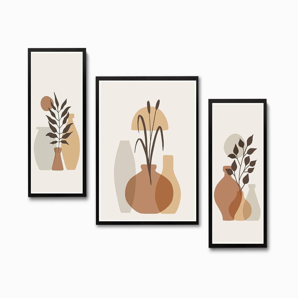 Wall Painting Frames For decor, Pictures Frame For Living Room, Home Decoration, Bedroom, Set of 3, 1pc- 23 x 30 cm, 2pc- 12.5 x 30 cm (Design 17)