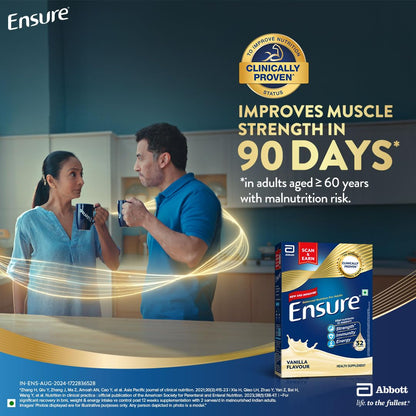 Ensure No 1 Nutritional Supplement Drink in the world, 32 nutrients High Protein,Calcium,Vit D, Vanilla 950g/1kg, Wt may vary, Powder, 1 count, 35 servings