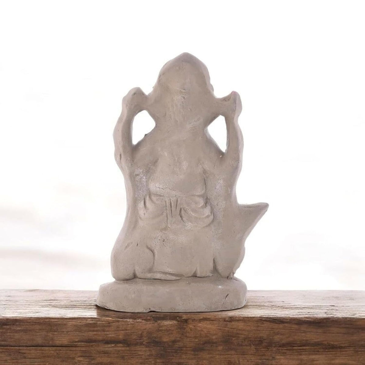 SAUDEEP INDIA 6 Inch Mitti Ganesh Idol | Eco-Friendly Handcrafted Mud/Clay Ganesh Murti | Ganpati Figurine for Visarjan | Biodegradable Mushak Ganesha Statue | Ganesh Chaturthi