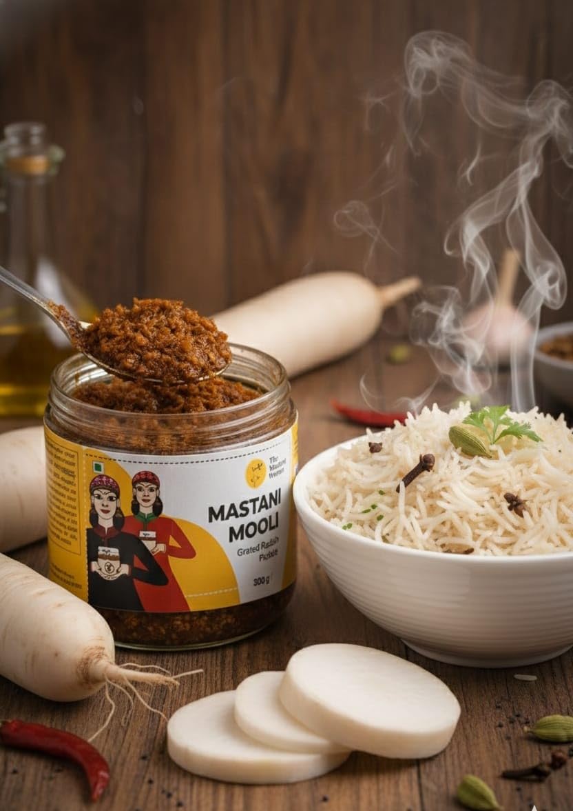 The Mustard Women Mastani Mooli Radish Pickle 300 g | Himachali Mooli Achar | Homemade Style Indian Tangy & Spicy Radish Pickle with Traditional Spices