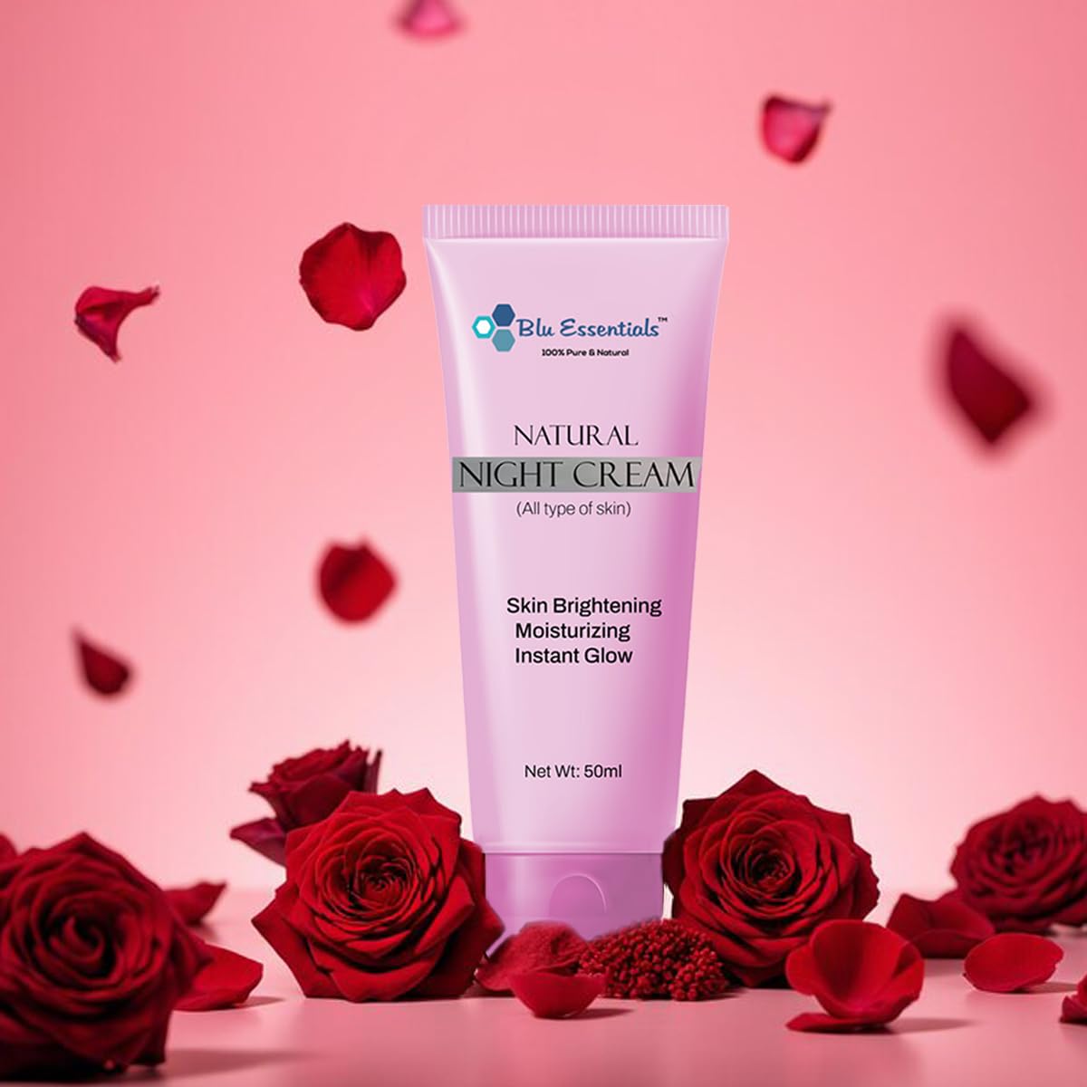 Blu Essentials Vitamin C Night Cream for Women and Men | for Glowing Skin | Suits For Both Oily & Dry Skin | Dark Spot Removal, Anti-Ageing | 50ml