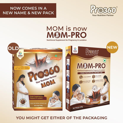 Pro360 MOM-Pro Protein Powder for Pregnant Women | 400gm Swiss Chocolate Flavour Nutrition for Pregnancy | Mother Protein Powder | Vital Nutrients to Support Baby Brain Development