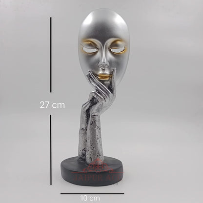Lady Face Statue Sculptures Showpieces Creative Abstract Design Art Figurine For Home Living Room Decorative Display (Silver Face Lady, 50 Mm, 50 Mm)