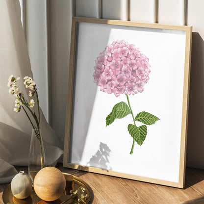 Hydrangea Floral Wall Painting| Modern Art Painting For Living Room Bed Room And Office | 11 X 14 Inches (Natural Frame)