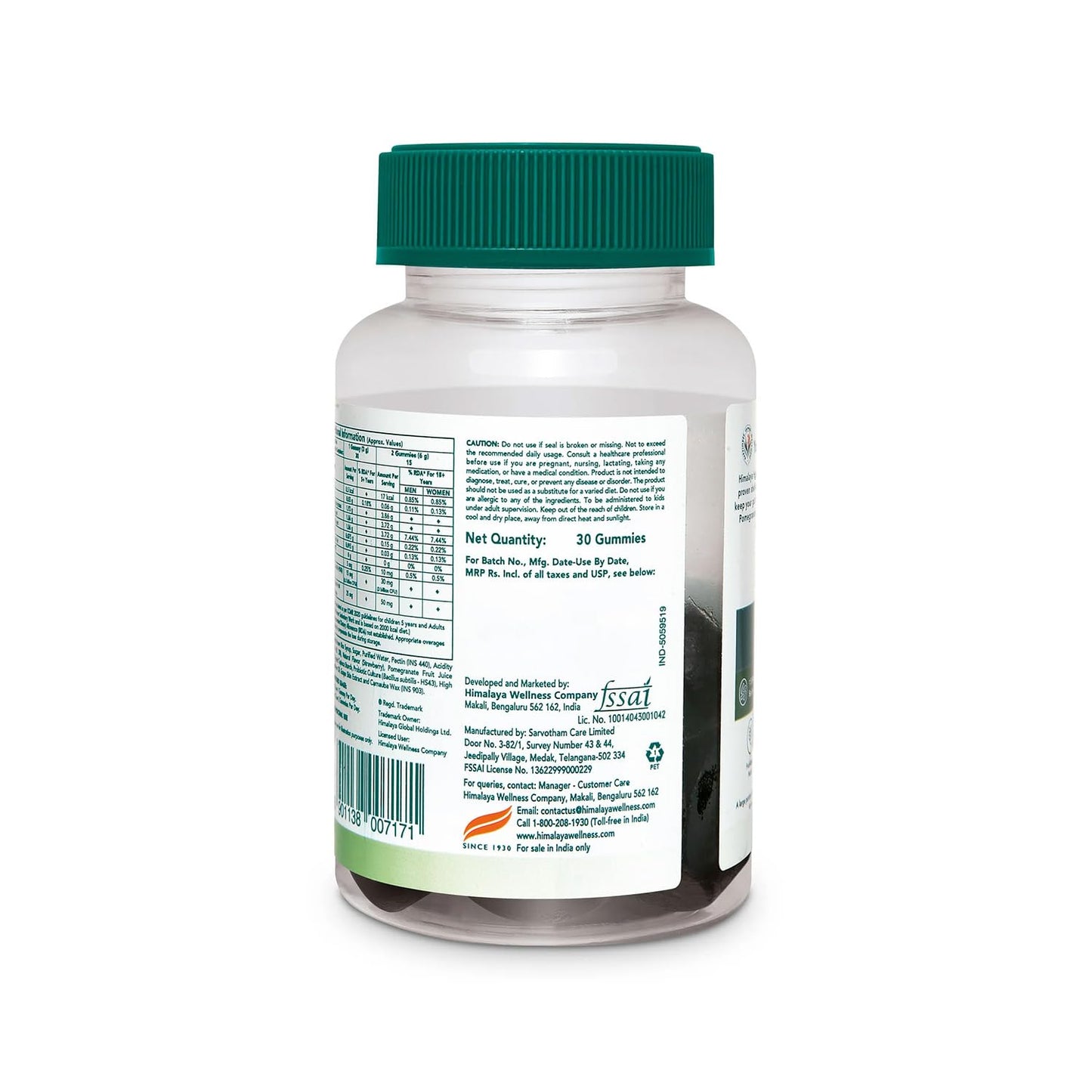 Supplement bottle with green cap and label on a white background