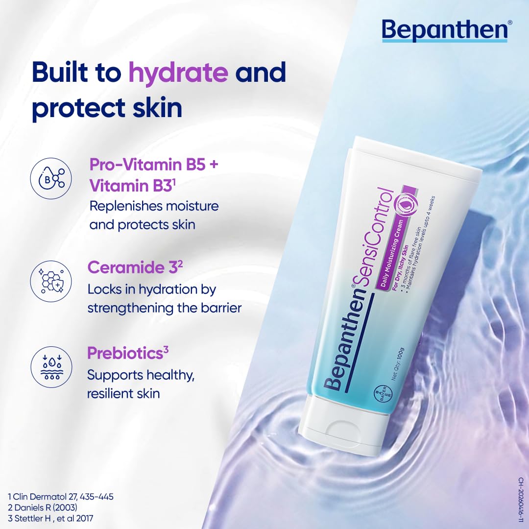 Bepanthen SensiControl Daily Moisturizing Cream (100g), World’s No.1 Skincare Brand For Dry & Sensitive Skin, Moisturizer for Dry Skin & Hydration in Summer, Clinically Proven Barrier Repair, Dermatologically Approved