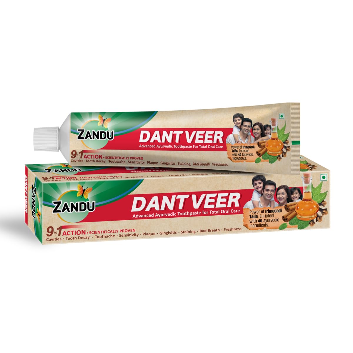 Zandu Dantveer, 200g, USA’s 1st Ayurvedic toothpaste with Irimedadi oil | Scientifically proven formula |Fights 9 dental problems