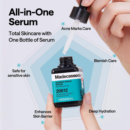 MEDIHEAL Madecassoside Repair Serum, Korean Face Serum with Centella Asiatica & Niacinamide for Blemish Repair, Fades Pigmentation, Dark Spot & Freckles, Soothing Hydrating Skin Barrier Repair Serum (40ml)