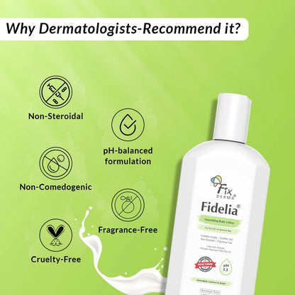 Fixderma Fidelia Nourishing Body Lotion | Moisturizer for face & Body | Body lotion for Women & Men | Body Lotion for Sensitive & Very dry skin with Rice Brain Oil & Aloe vera - 250ml
