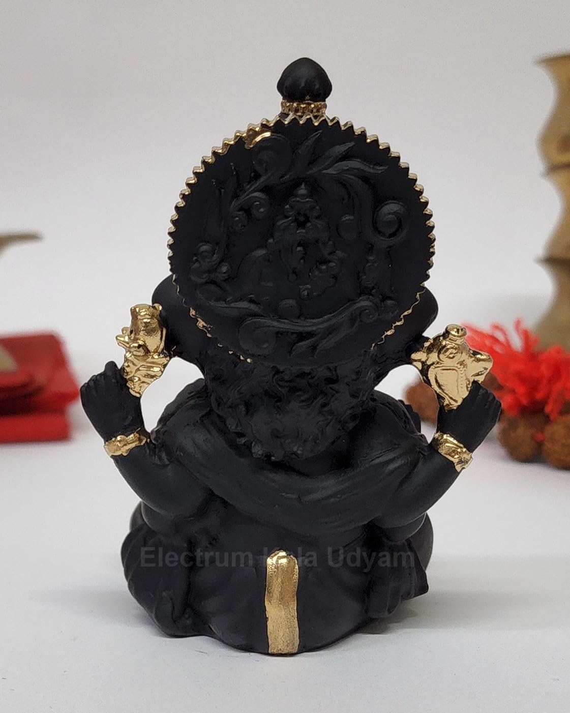 Black Terracotta Vinayagar Ganesha Idol Perfect for Car Dashboard, Office Desk, Home Decor, and Gifting | (BLACKTERRAVINAYGARA 4")