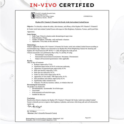 In-vivo certified document on a white background