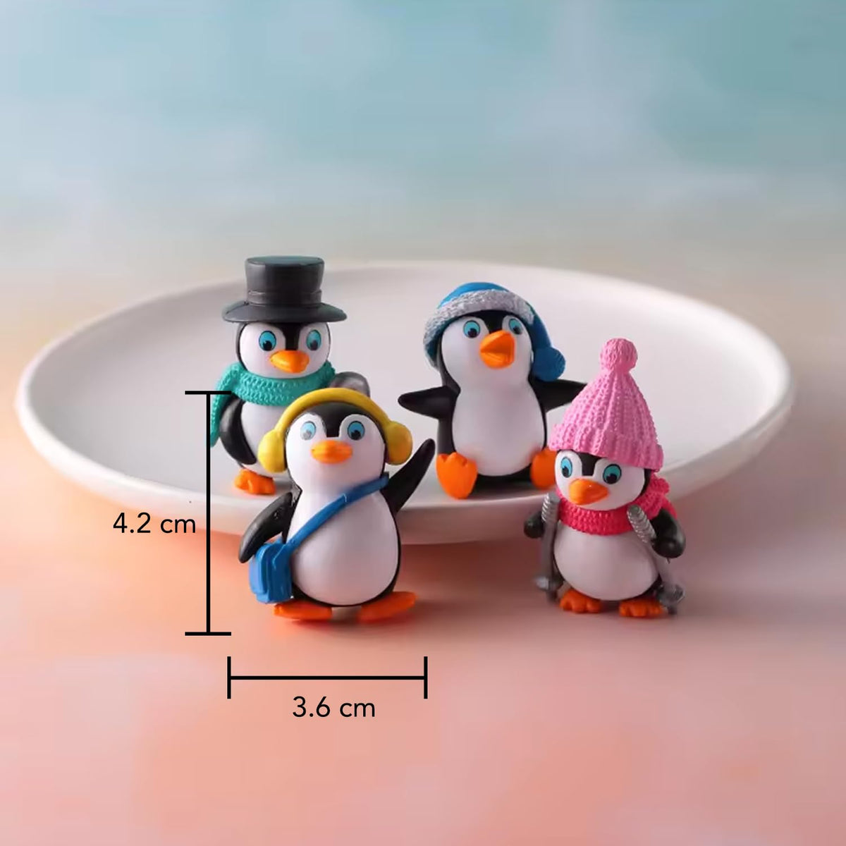 Nostrae Penguin Miniature Toys & Cute Miniatures Decorative Items | Small Figurines for Home Decor | Desk Decoration Miniature Things, Gifts & Mini Showpieces Desk Decor (Set of 4)