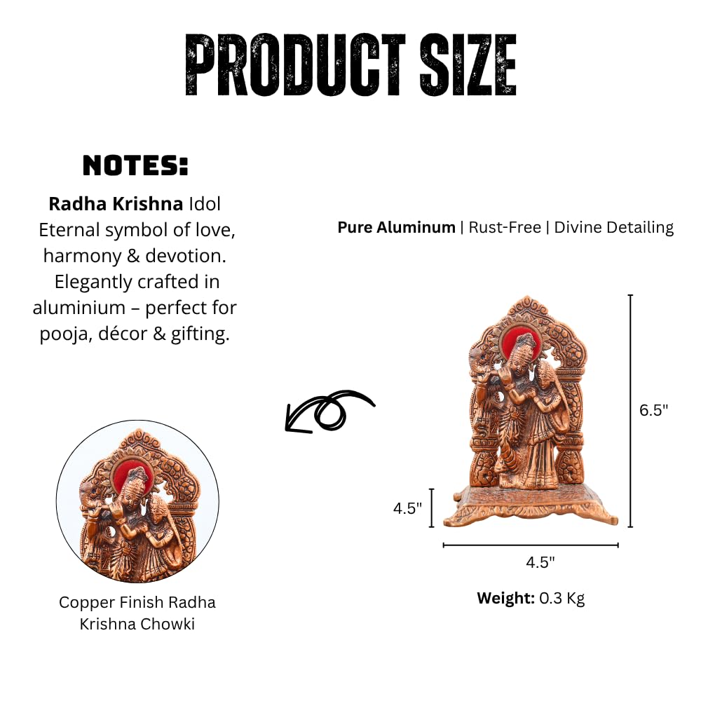 Copper Finish Radha Krishna Idol for Home/Gift | Spiritual Significance | Symbol of Love and Devotion | Bringing Positive Energy | Ideal Gift Option