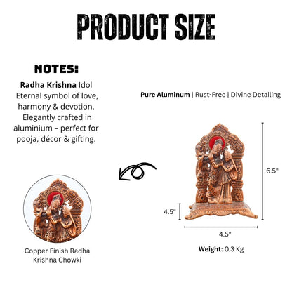 Copper Finish Radha Krishna Idol for Home/Gift | Spiritual Significance | Symbol of Love and Devotion | Bringing Positive Energy | Ideal Gift Option