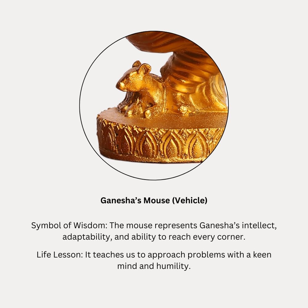 Gold Plated Eco-Friendly Dancing Ganesha Idol Figurine | Polyresin Ganpati Statue | for Table, Living Room, Home Decoration
