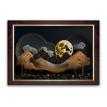 Premium Sparkle Lamination, Modern Art 3d Scenery Photo Frame, Copper Gold, 14x20 Inch 21650