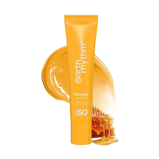 Earth Rhythm Honey Lip Balm SPF 50 Brightens Lips with Propolis, Peptides & Kojic Acid - Mango
