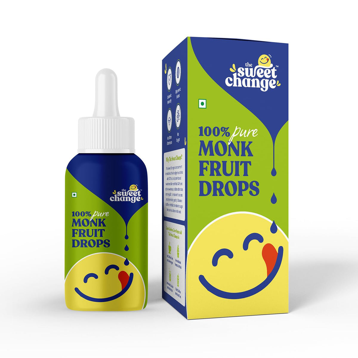 Natural Monk Fruit Sweetener Drops for Diabetics, Keto & PCOS | 100 Servings | 200 Drops | No Erythritol | Zero Sugar Liquid Sweetener | 10ml | The Sweet Change