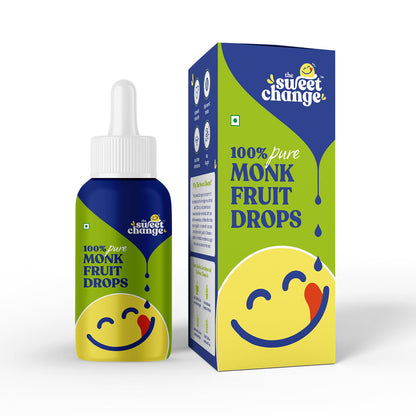 Natural Monk Fruit Sweetener Drops for Diabetics, Keto & PCOS | 100 Servings | 200 Drops | No Erythritol | Zero Sugar Liquid Sweetener | 10ml | The Sweet Change