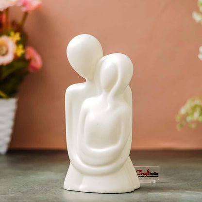 eCraftIndia Resin White Romantic Couple Showpiece| Decorative Cute Loving Couple Statue Figurines| Home Decor Items for Living Room Bedroom Hall Office| Home Decor Gifts for Anniversary Valentines Day