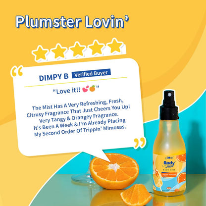 Plum BodyLovin' Trippin' Mimosas Body Mist | Long Lasting Citrus Fragrance For Women & Men With Grapefruit, Red Berries & Musk | High On Fun | Travel-Friendly Perfume Body Spray 150 ml