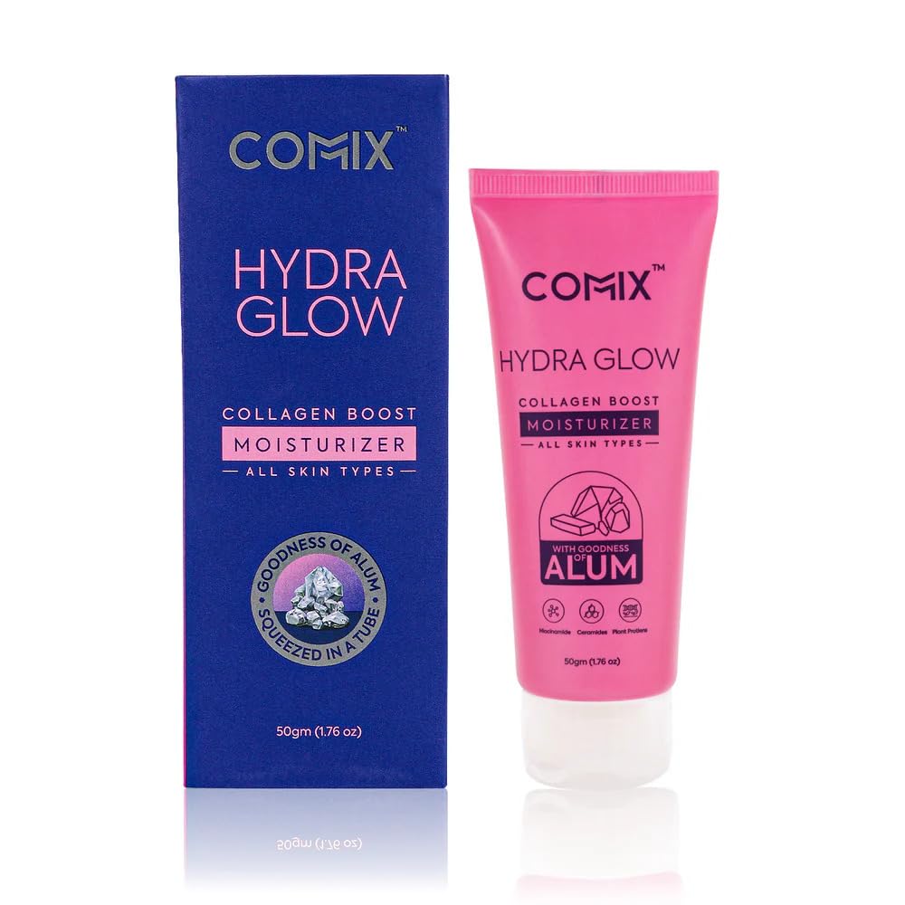 Commix Hydra Glow Moisturizer | Lightweight Collagen Boost Cream for Glowing & Hydrated Skin | Non-Sticky, Refreshing Daily Moisturizer | Strengthens & Plumps Skin | Suitable For All Skin Types | 50gm