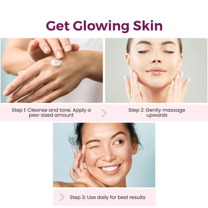 Step-by-step guide to achieving glowing skin with skincare product application.