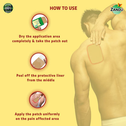 Zandu Ayurvedic Pain Relief Patch (Pack of 5 Patches) - A Specially Designed Pain Patch for Reducing Joint & Muscular Pain | Helps Provides Relief From Pain Associated with Osteoarthritis & Back Pain