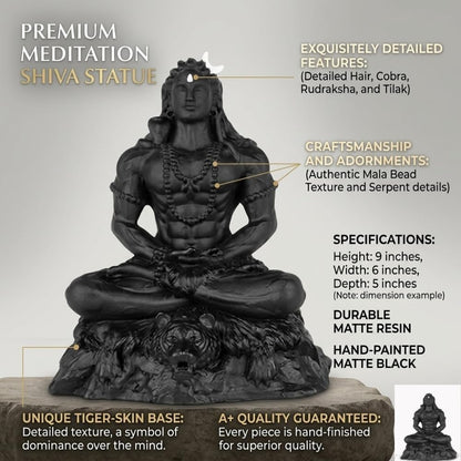 Shivji Idol for Car Dashboard, Home Temple & Office Desk | Compact Resin Mahadev Murti for Puja Room, Table Decor & Spiritual Gift | Small Lord Shiva Statue (Meditating Adiyogi)