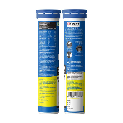 Two blue and white tubes with text and branding on a white background