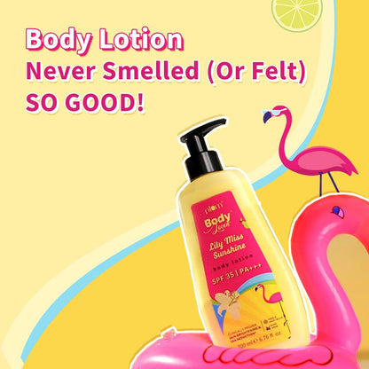 Plum BodyLovin' Lily Miss Sunshine SPF 35 PA+++ Sunscreen Body Lotion For Summers | No White Cast | Broad Spectrum UVA & UVB Protection | Aloe Juice Cools Skin by 1°| Hydrates Up to 72 Hours | Fruity Floral Fragrance - 200ml