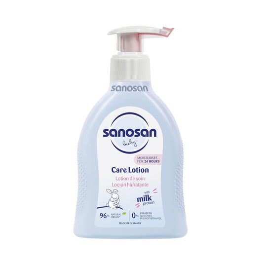 sanosan Baby Care Lotion| Suitable for baby’s delicate skin| with Moisturizes 24 hours parabens|paraffins| silicones & phenoxyethanol| Clinically Tested|200 ml