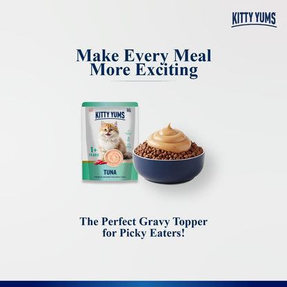 Kitty Yums Adult Cat Wet Mousse 80g | Tuna | Rich in Protein | Promotes Hydration & Easy to Digest | Grain Free | No Artificial Flavours | Packed with Essential Vitamins & Antioxidants