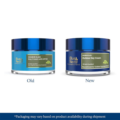 Blue Nectar Eladi Outdoor Sun Cream for Women with SPF 30 Sunscreen | Hydrating Suncream with Yashad Bhasm for Protection & Nourishment | Day Cream for Glowing Skin (19 Herbs, 50g)