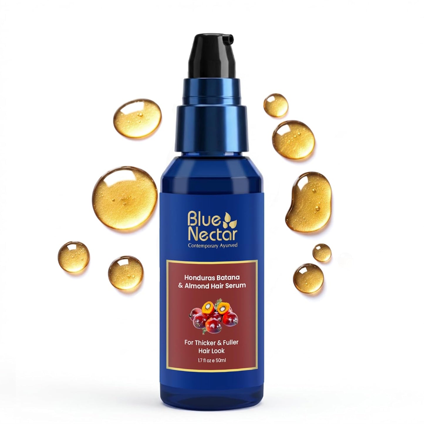Blue Nectar Batana Hair Serum for Fuller & Thicker Hair | Plant Based Alternate to Redensyl | Advanced Hair Growth Serum for Dry & Frizzy Strands | For Women & Men (18 Herbs, 50ml)