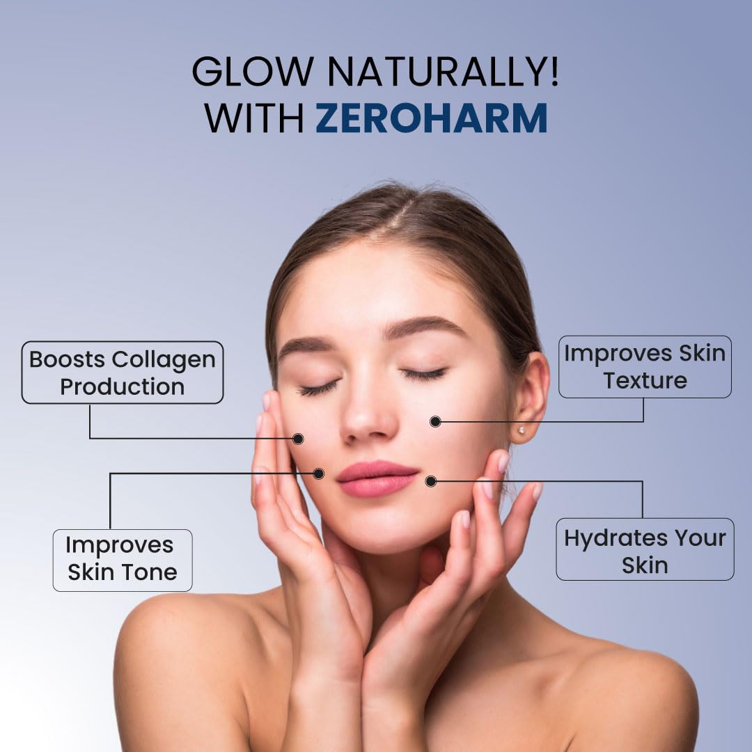 ZEROHARM Collagen Builder with Seabuckthorn, Vitamin C, Panax Ginseng & Biotin | Veg Collagen for Skin, Hair, & Joints | Plant-based Supplement for Youthful Skin | 60 Capsules