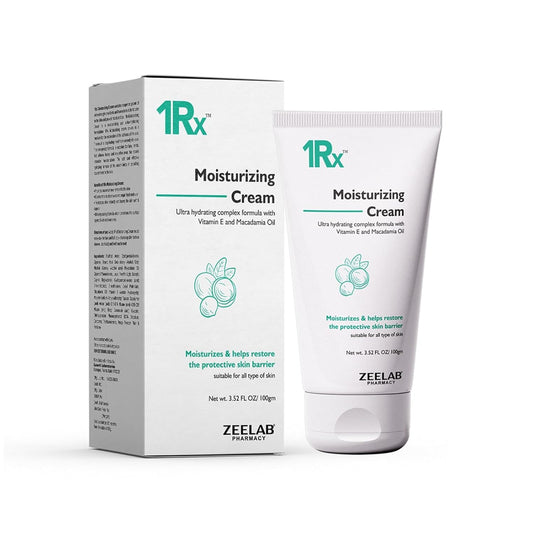 1RX Moisturizing Cream packaging and tube on a white background