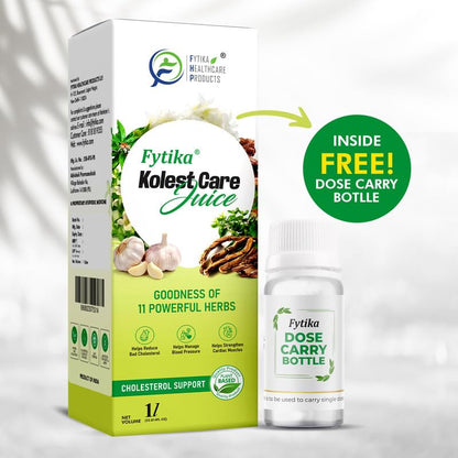 Fytika Kolest Care Juice packaging with a free dose carry bottle on a white background