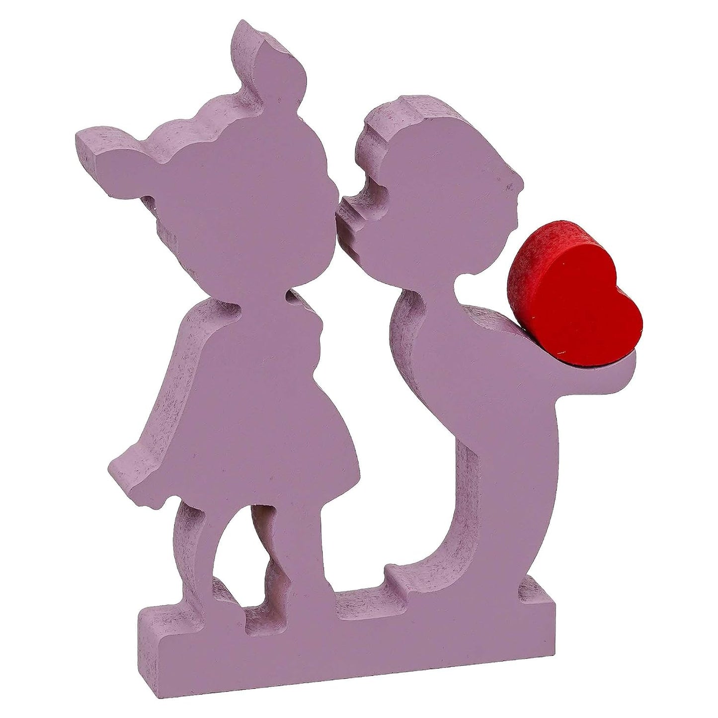 eCraftIndia Valentine Gift for Girlfriend Boyfriend | Wooden Boy Kissing Girl Love Heart Romantic Couple Showpiece | Valentine Day Gift for Husband Wife Him Her | Valentine Day Decoration Item
