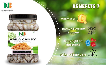 Nature's Bridge Natural Dried Sweet Amla Candy 900 GM | Dry Amla Candy | Indian Gooseberries | Dried Amla