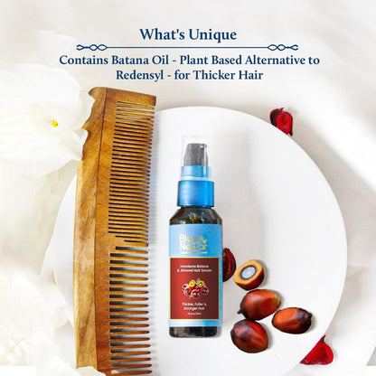 Blue Nectar Batana Hair Serum for Fuller & Thicker Hair | Plant Based Alternate to Redensyl | Advanced Hair Growth Serum for Dry & Frizzy Strands | For Women & Men (18 Herbs, 50ml)