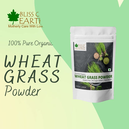 Bliss of Earth Organic Wheatgrass Powder 33 Servings Super food Dietary Supplement Rich in Vit A & B | Non GMO | Gluten Free 100 GM