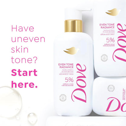 Dove Even Tone Radiance Serum Body Wash|5% Radiance Serum with Niacinamide| Gently exfoliates for even skin tone | Paraben & SLS free | 300 ml