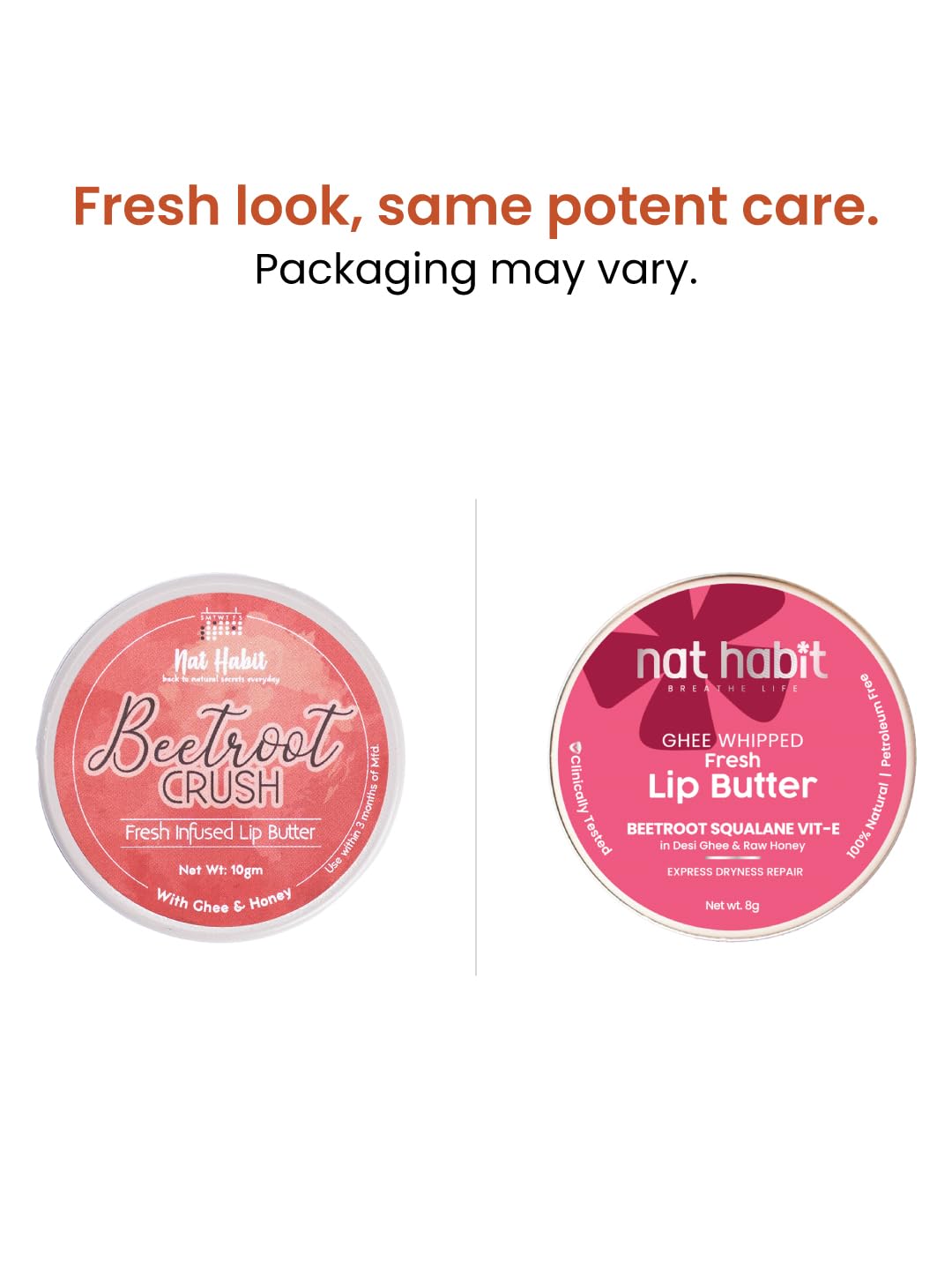 Nat Habit Lip Butter with Fresh Beetroot, Squalane, Desi Ghee & Raw Honey | Natural Lip Balm for Pink Lips, Intense Nourishment & Chapped Lips | 10g